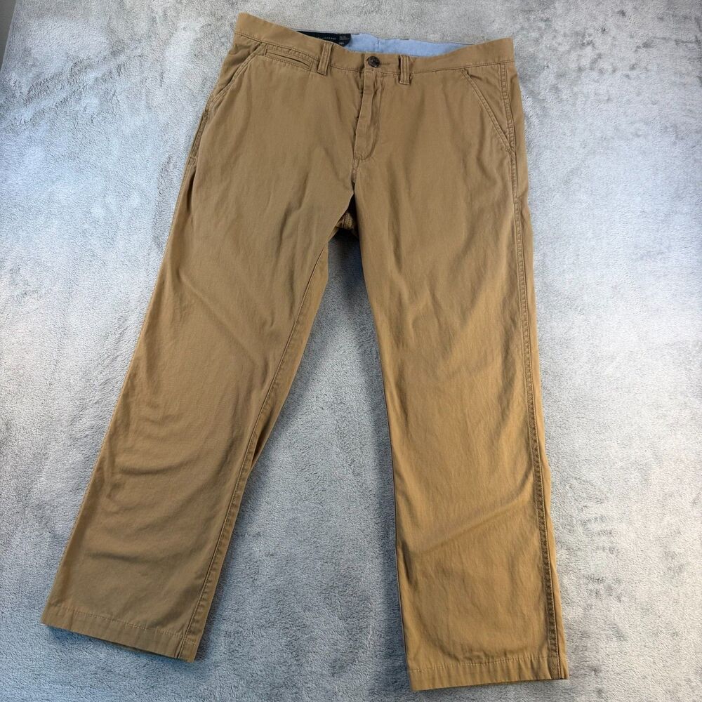 Armani Exchange Chino Pants Mens 36L Relaxed Straight Khaki Tan 100% Cotton